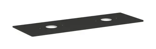 Hansgrohe-Konsole mit zwei Ausschnitten für Aufsatzwaschtische, in diamantgrau matt. Flache rechteckige Oberfläche ohne Hahnloch.